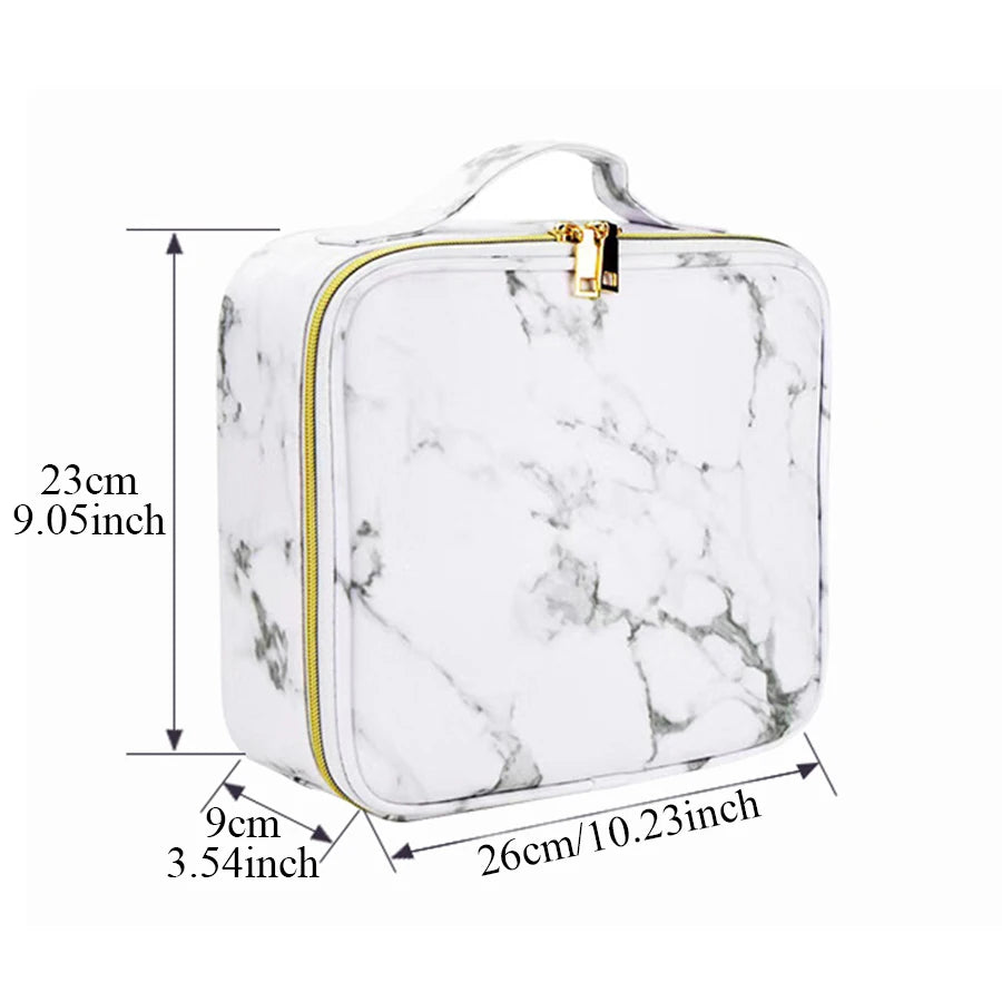 Marble Waterproof PU Cosmetic Bag - Professional Desktop & Travel Organizer