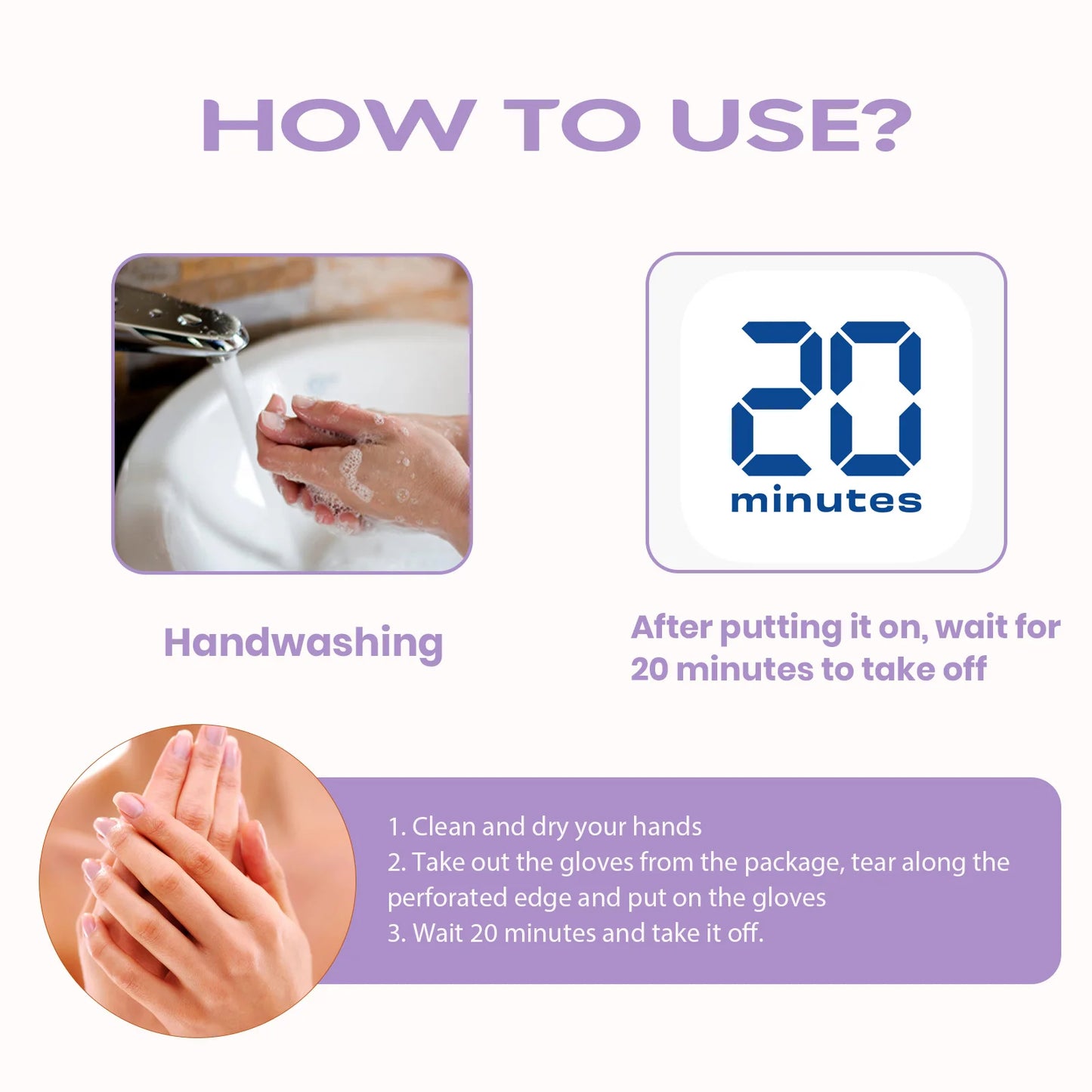 Lavender Hand Mask - Exfoliating & Nourishing Treatment (3 Pairs)