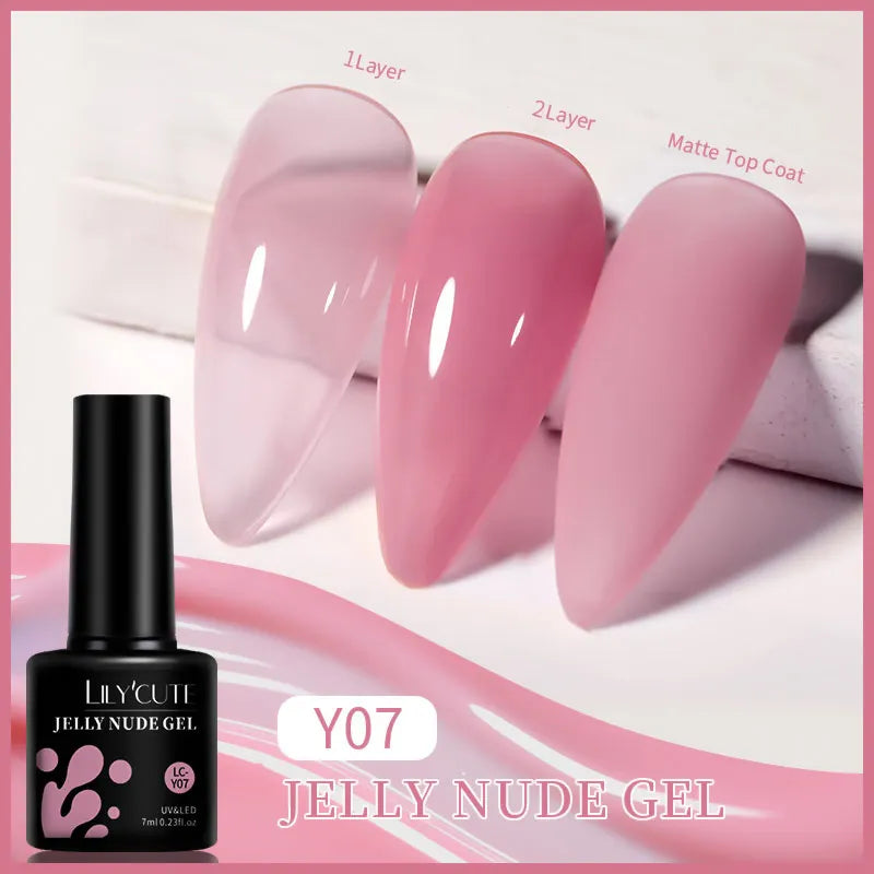 LILYCUTE 7ML Jelly Amber Gel Nail Polish Nail Art Dark Bloom Leopard