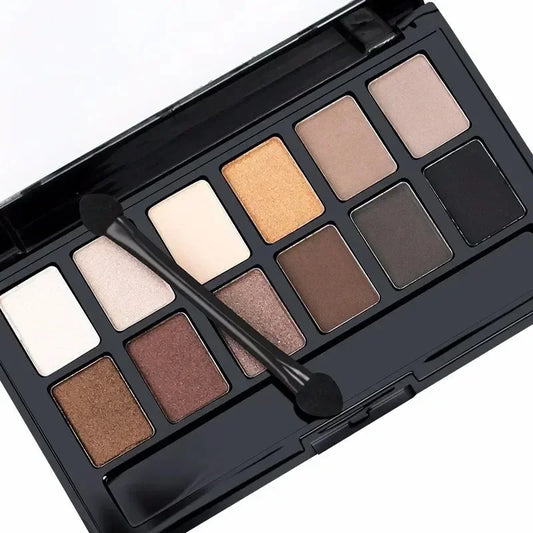 Curated Radiance Professional 12-Color Eyeshadow Palette - Natural Shimmer & Matte Nudes Collection
