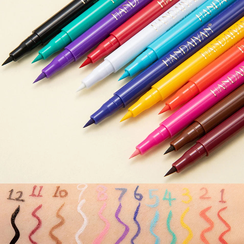 Waterproof Rainbow Matte Liquid Eyeliner - Colorful White Pink Pen