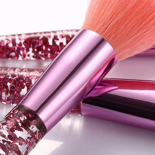 Professional 10-Piece Makeup Brush Set with Metal Handles - Premium Nylon Bristles