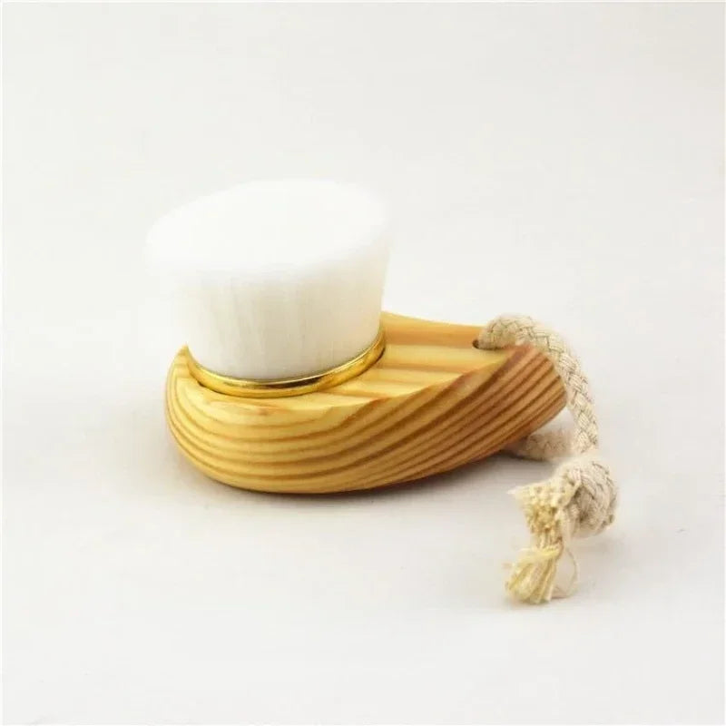 Wood Handle Facial Cleansing Brush - Manual Soft Face Massager & Pore Cleanser