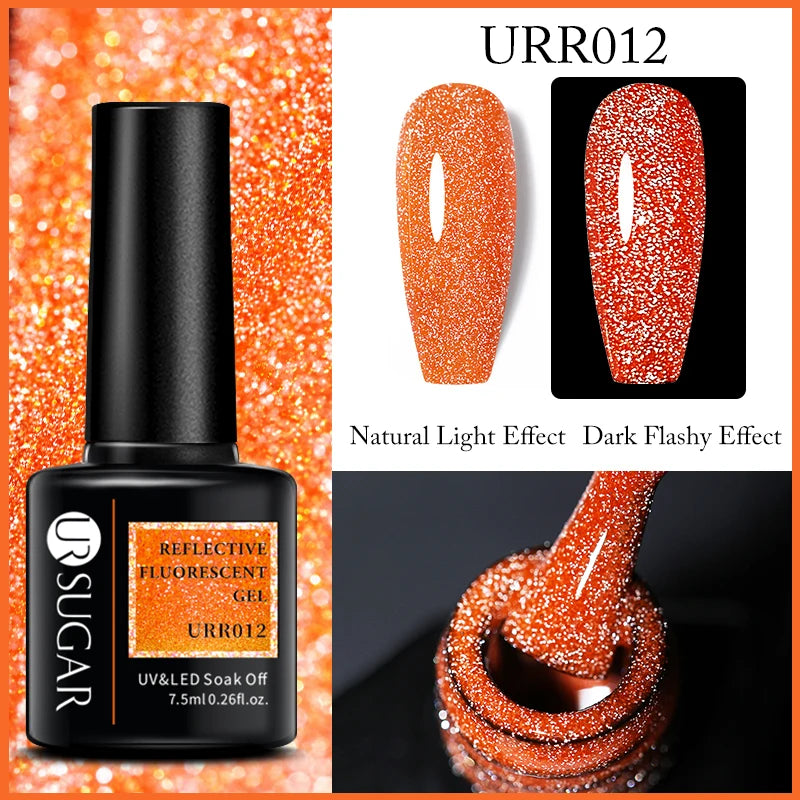UR SUGAR Reflective Glitter Gel Polish - 7.5ml Pink Sequins Nail Art