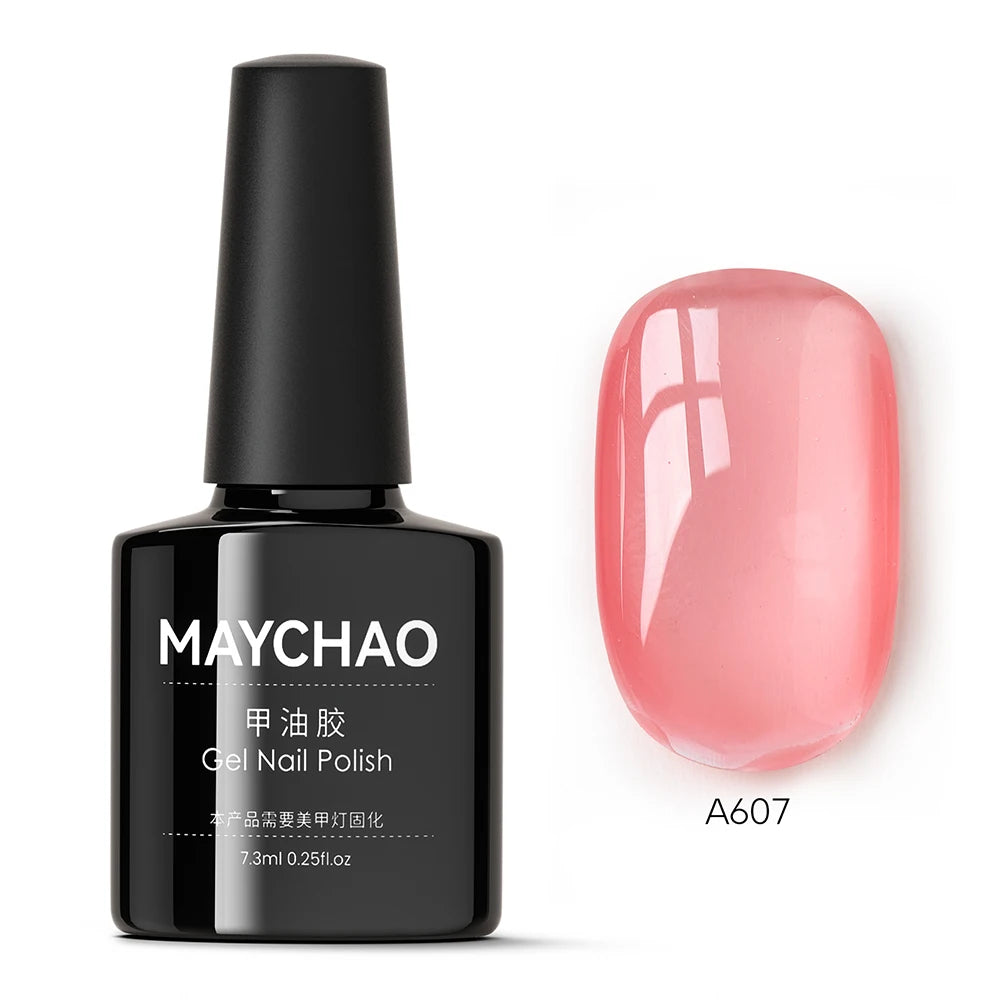 MAYCHAO Transparent Jelly Gel Nail Polish - 7.3ml Semi-Permanent Nude Collection