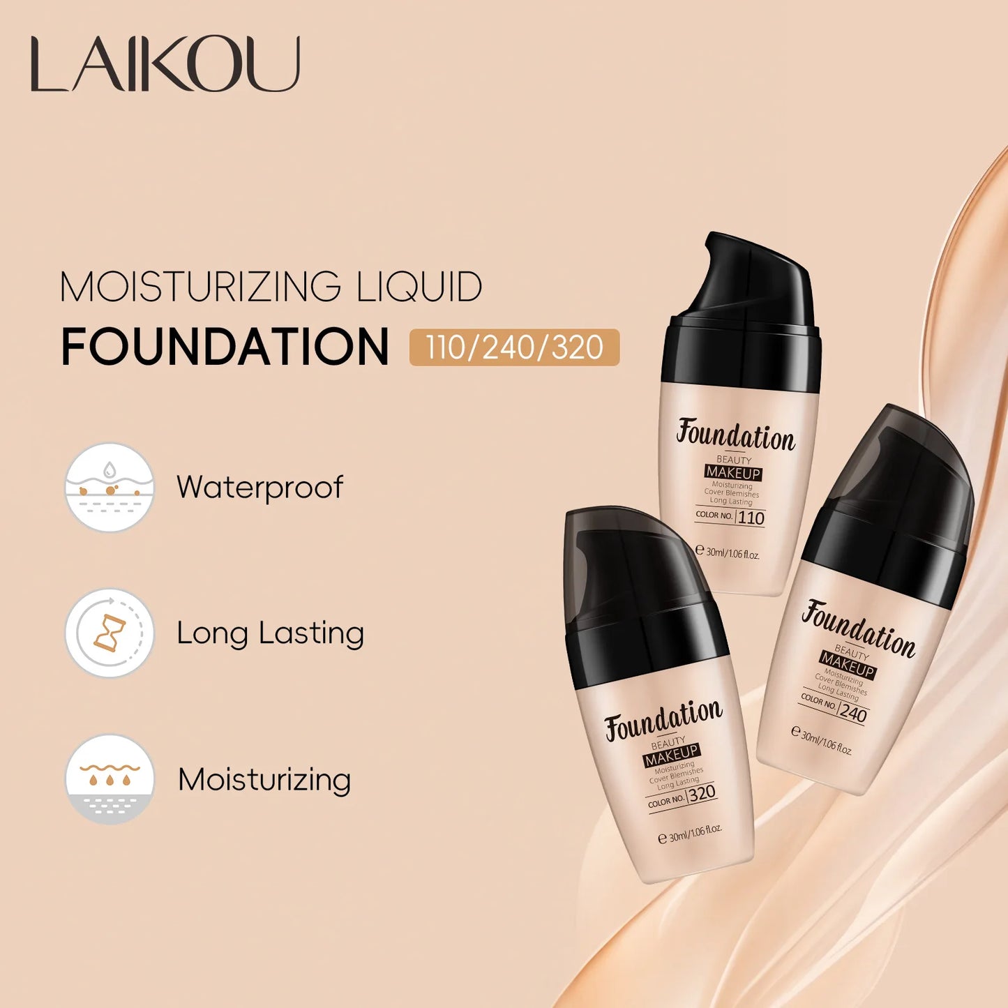 Liquid Foundation - Multiple Shades Hydrating Natural Finish 30ml