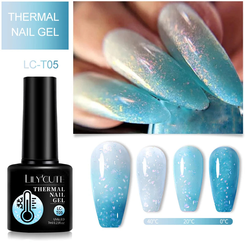 LILYCUTE Thermal Gel Nail Polish 7ml - Temperature Color Changing UV LED