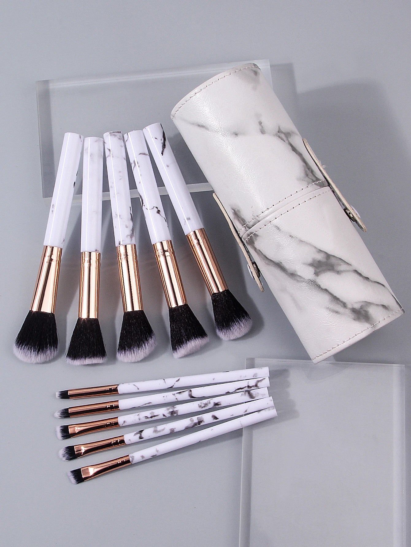 Professional Marble Makeup Brush Set - 11 Piece Collection