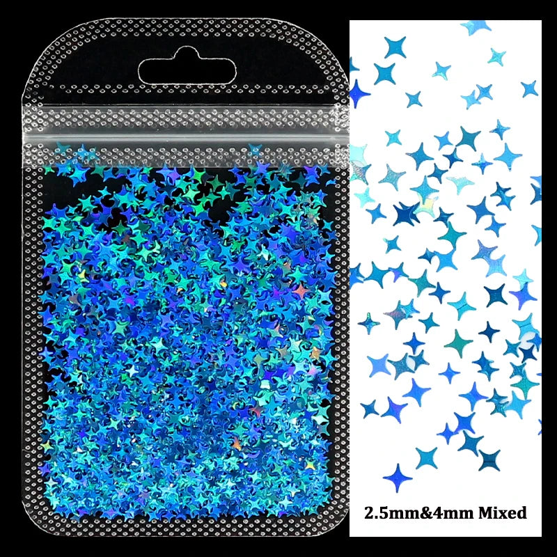 Holographic Nail Art Glitter - Laser Star & Butterfly Sequins (2g)