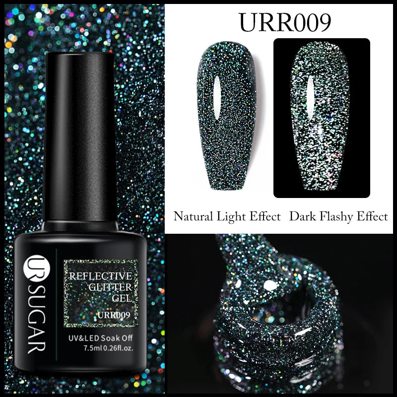 UR SUGAR Reflective Glitter Gel Polish - 7.5ml Pink Sequins Nail Art
