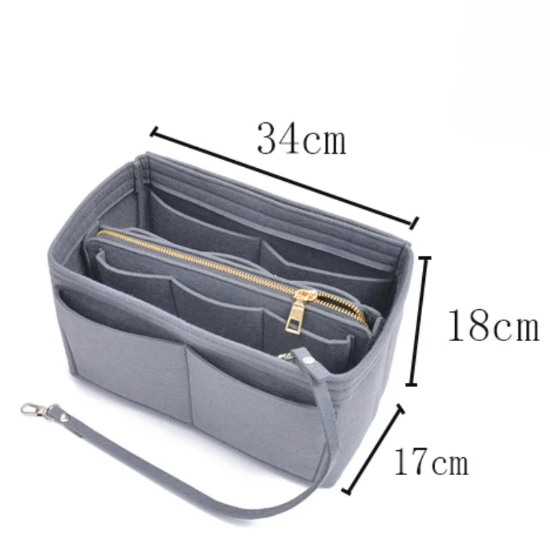 Large Capacity Felt Makeup Storage Bag - Bag-in-Bag Travel Organizer