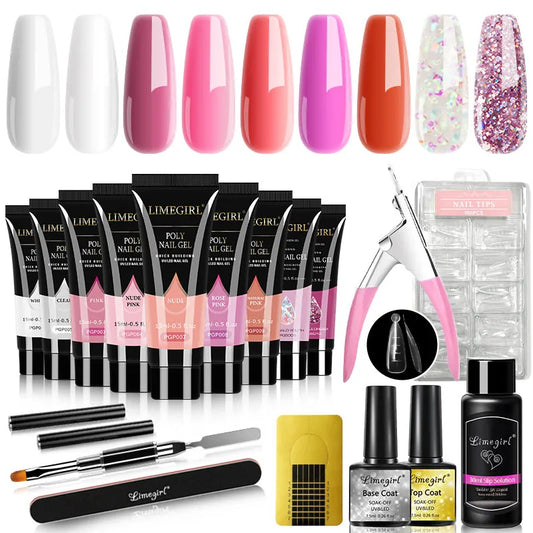 Professional Poly Nail Gel Extension Kit - 15ml Salon Quality Gel Polish Set