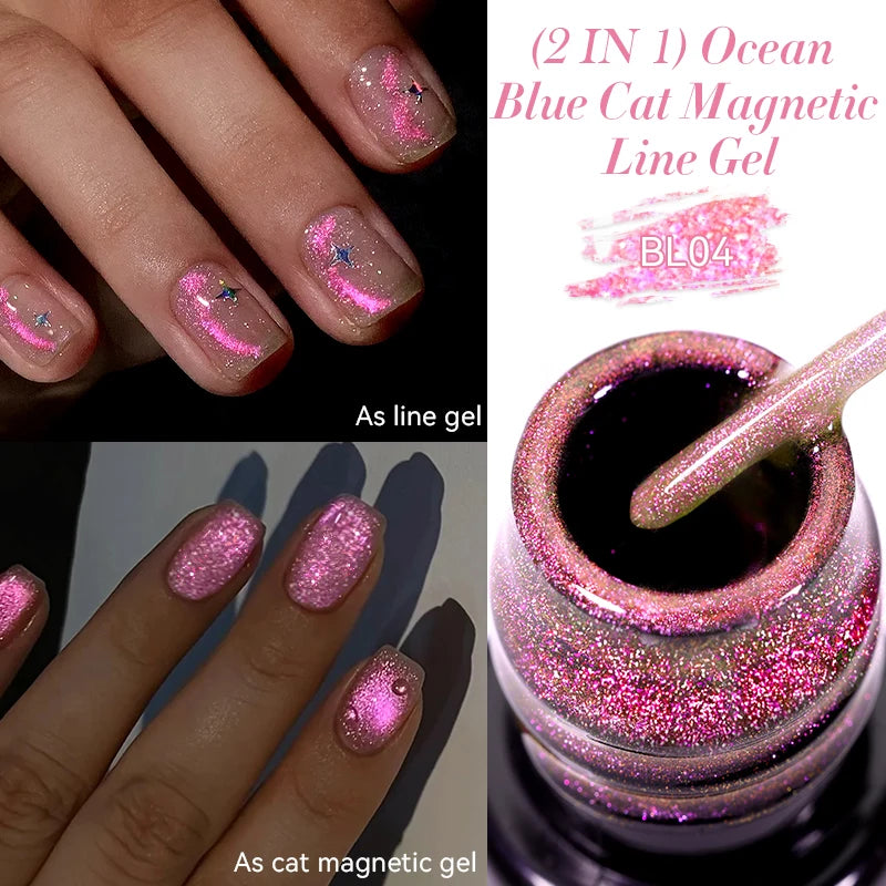 LILYCUTE 5ML Reflective Glitter Liner Gel Polish Nail Art Champagne Sparkling Lines