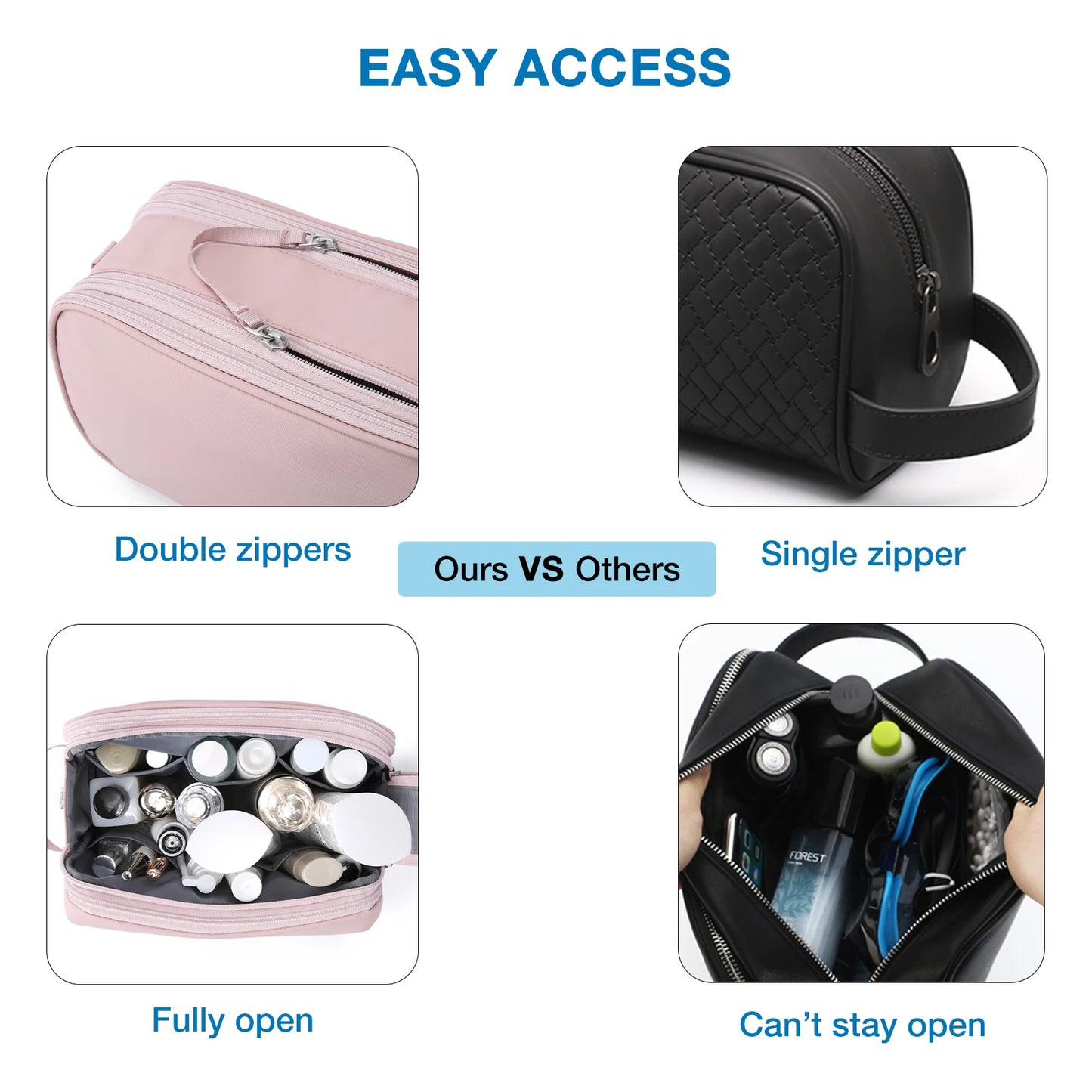 BAGSMART Waterproof Dopp Kit - Lightweight Travel Toiletries Organizer