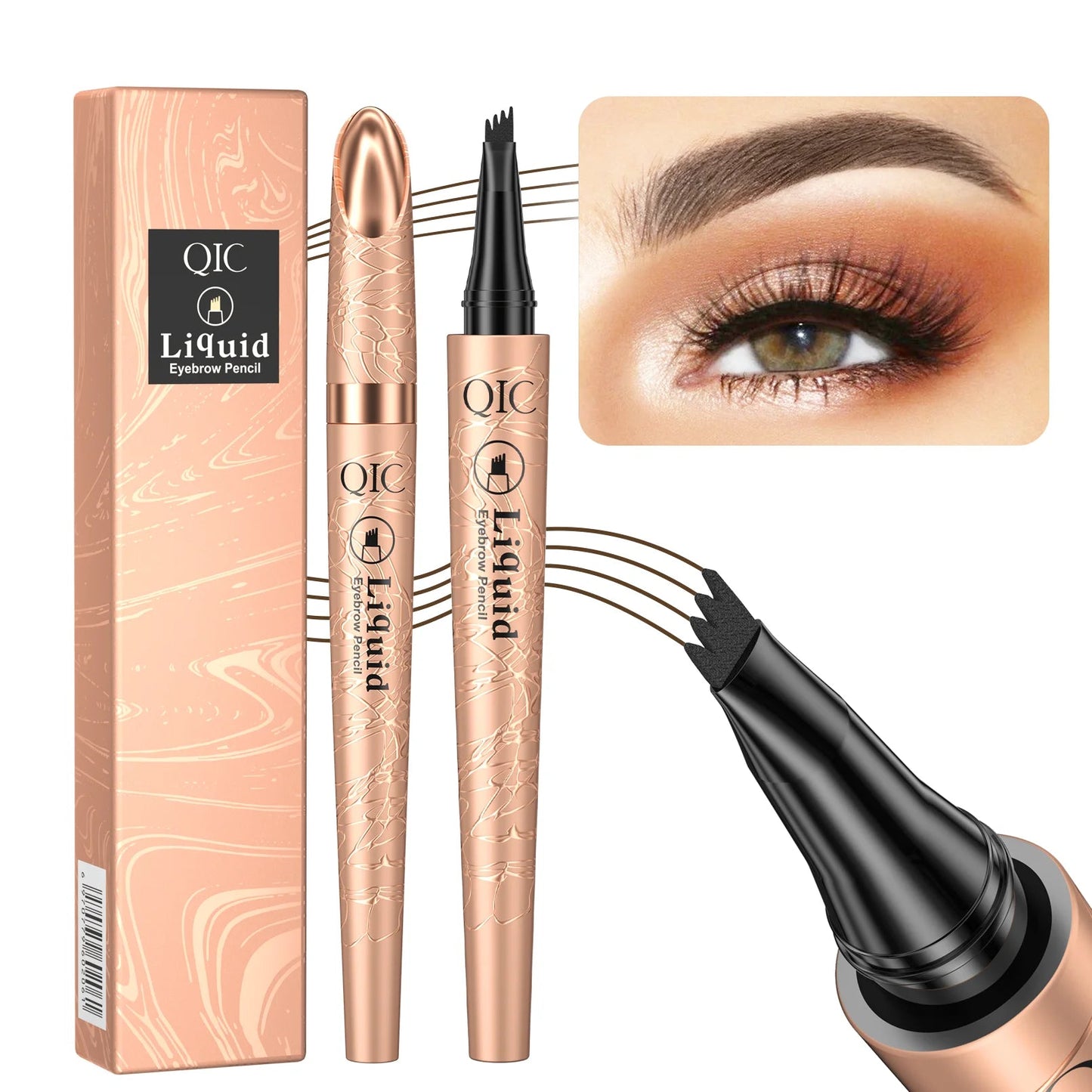Liquid Eyebrow Pencil - Waterproof 4 Tip Microblade Pen Long-Lasting
