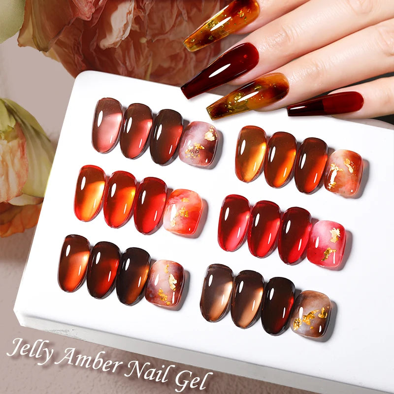LILYCUTE 7ML Jelly Amber Gel Nail Polish Nail Art Dark Bloom Leopard