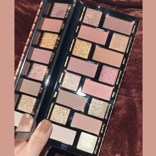 MYHO 16-Color Eyeshadow Palette - Matte & Shimmer Nude Brown Shades with Waterproof Formula