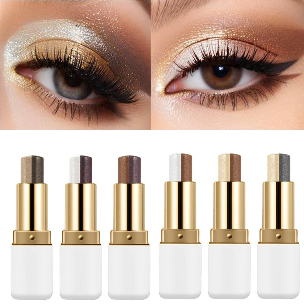 Double Color Eyeshadow Stick - Waterproof Glitter Shimmer Metallic