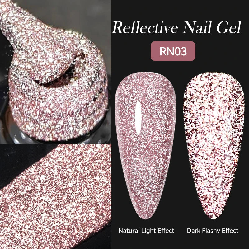 LILYCUTE 5ML Reflective Glitter Liner Gel Polish Nail Art Champagne Sparkling Lines