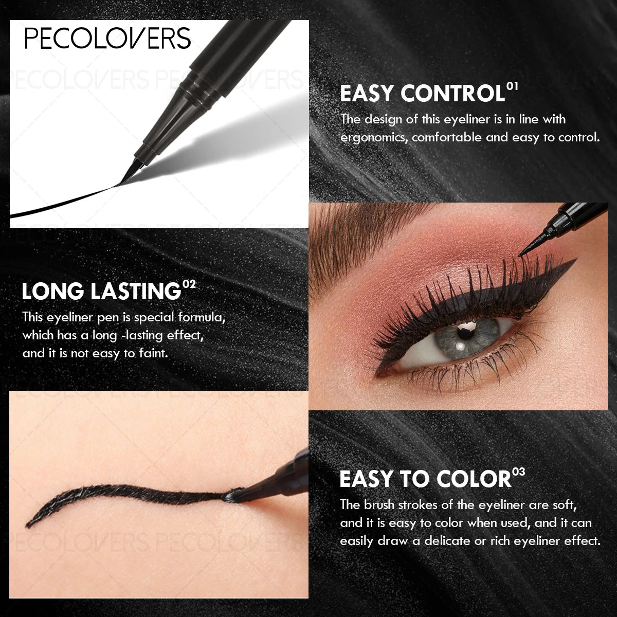 Waterproof Black Liquid Eyeliner Set - 3 Piece Collection
