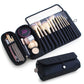 Rolling Makeup Brush Bag - Waterproof Travel Organizer with Foldable Design