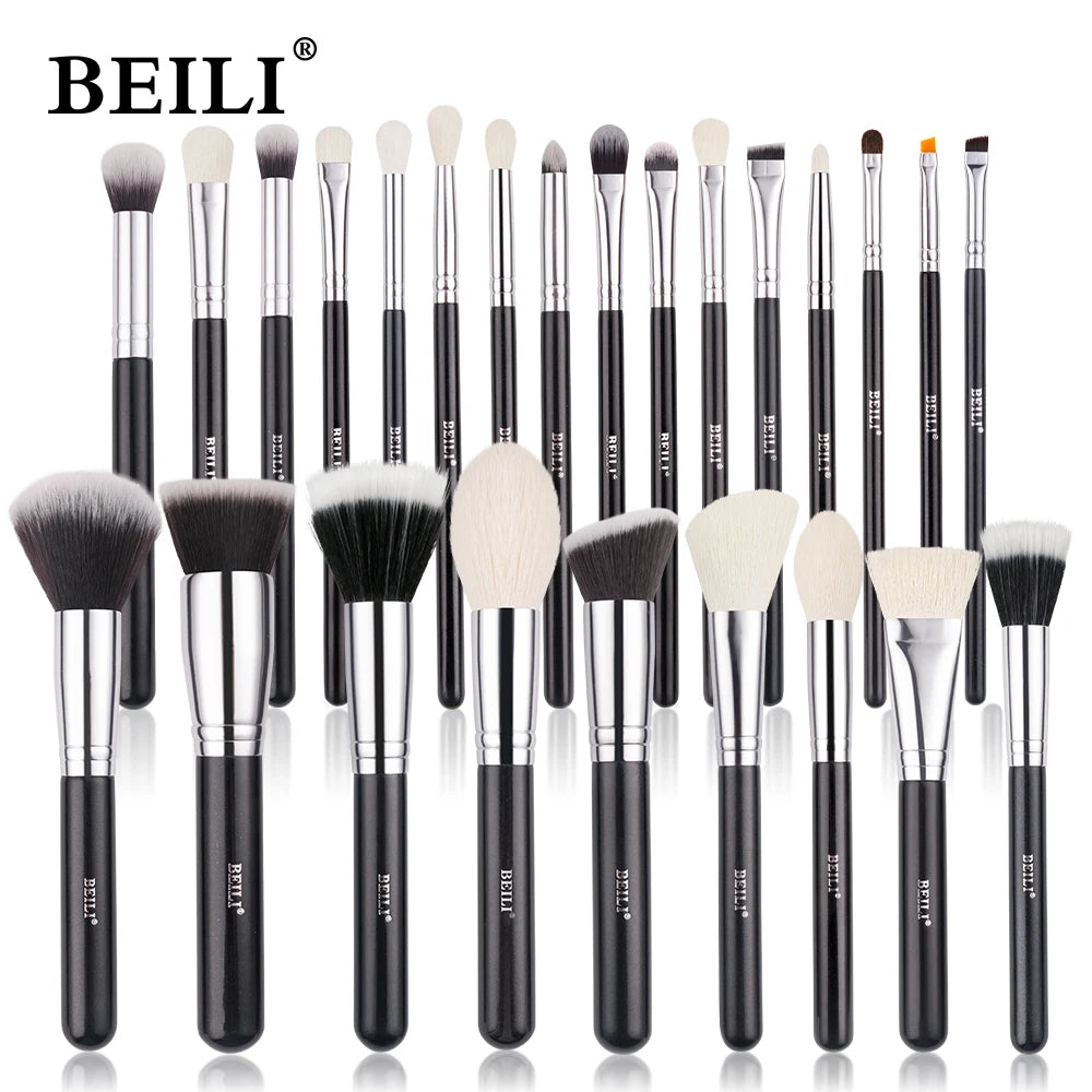 BEILI Professional Makeup Brush Set - 30 Piece Natural Hair Collection