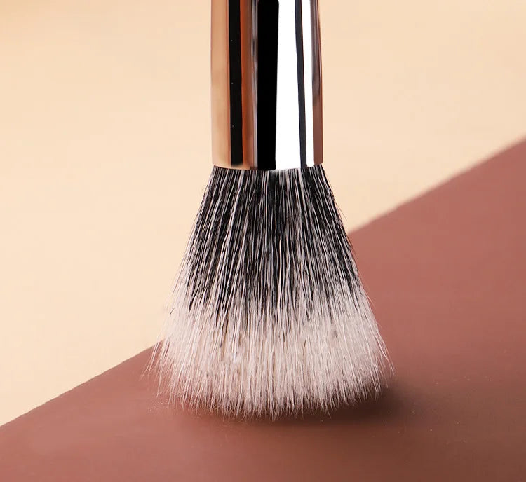 Natural Wood & Goat Hair Stippling Makeup Brush - Professional Powder & Contour Blending