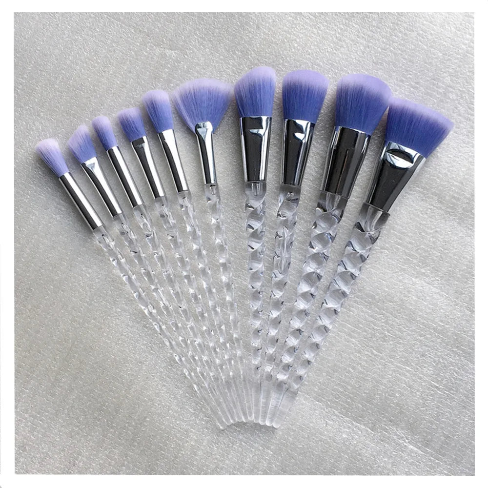 Professional Unicorn Makeup Brush Set - 10 Piece Collection