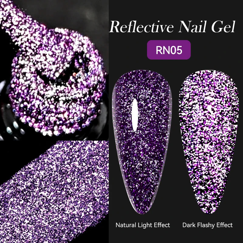 LILYCUTE 5ML Reflective Glitter Liner Gel Polish Nail Art Champagne Sparkling Lines
