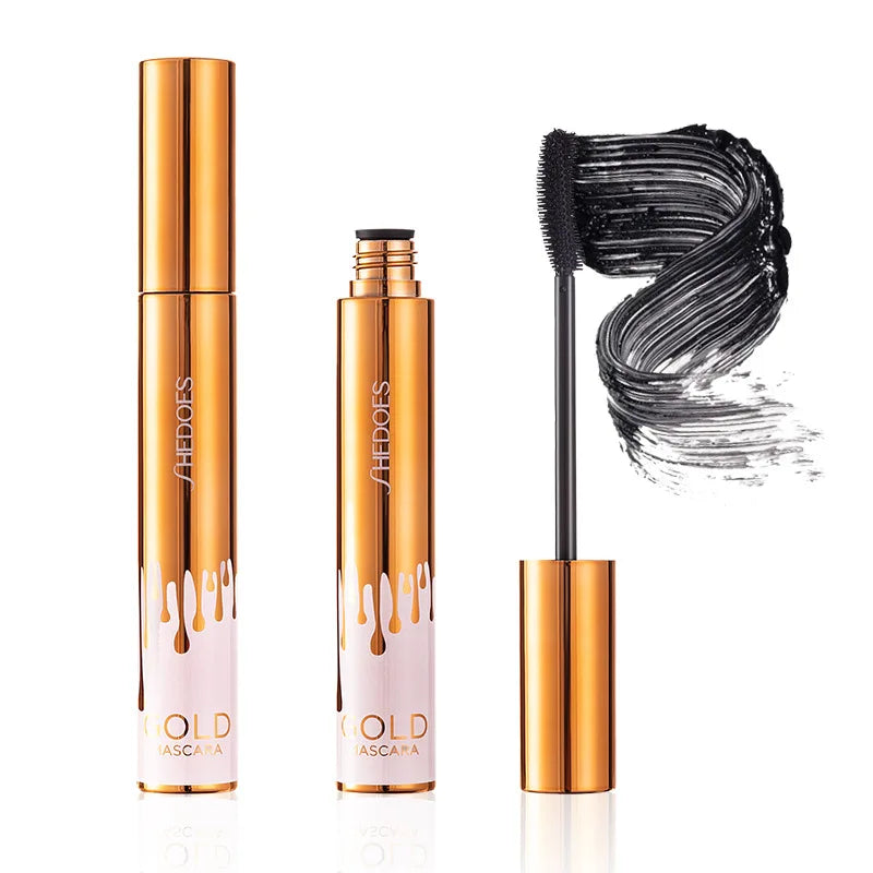 Waterproof Lengthening Mascara - Long-Lasting Curly Lash Formula with Gold Accent