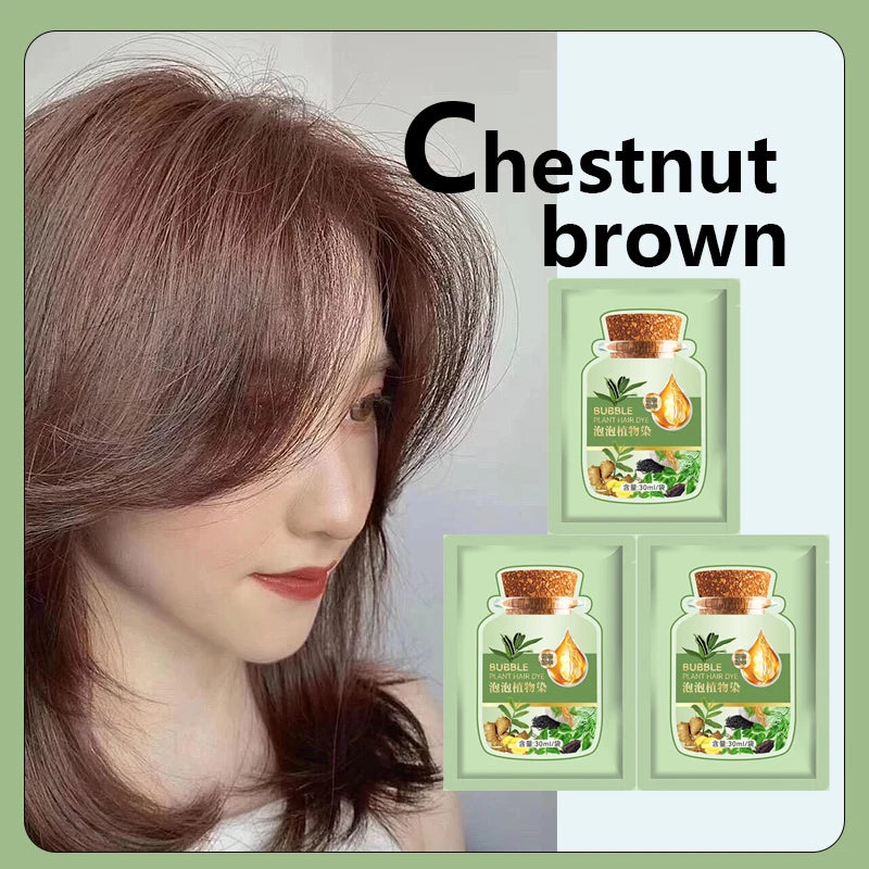 Natural Herbal Hair Dye Shampoo - 5-Minute Gray Coverage Treatment for Women & Men