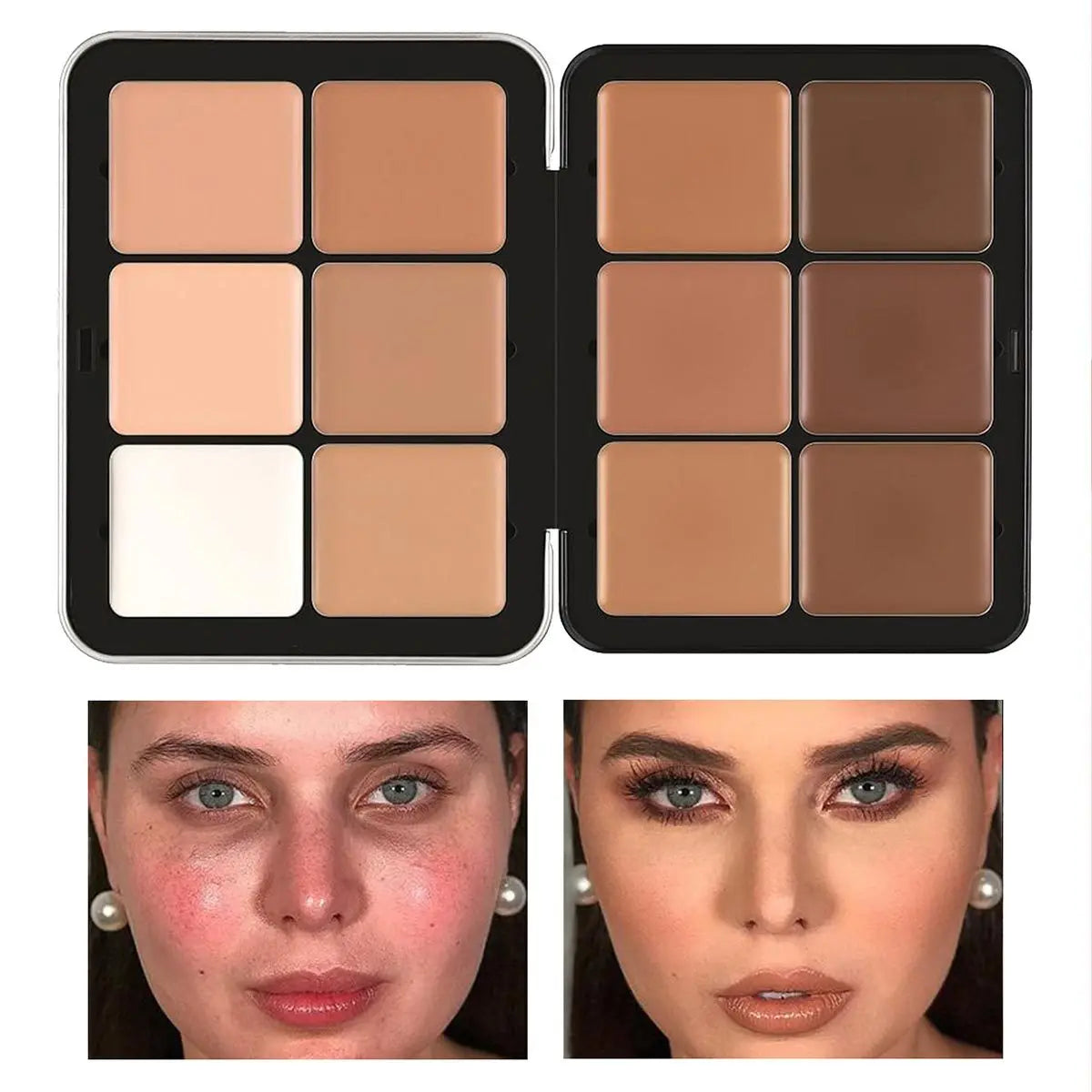 12 Color Blush Concealer Set - Waterproof Face Contour Cream Palette