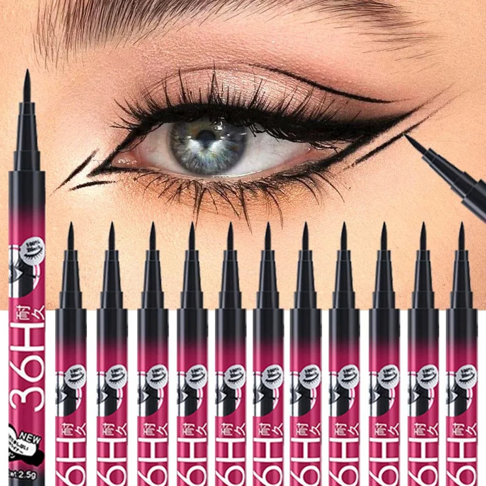 Curated Radiance 36H Long-Lasting Waterproof Black Liquid Eyeliner - Smudge-Proof Matte Finish Eye Liner Pen