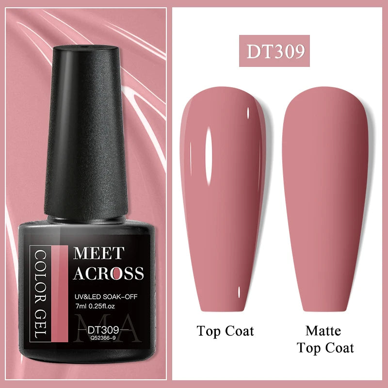 MEET ACROSS Wine Red Gel Nail Polish - 7ml Long-Lasting French Manicure
