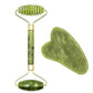 Natural Jade Roller & Gua Sha Set - Face and Body Massage Tool