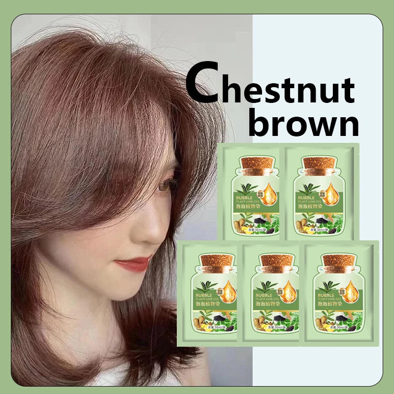 Natural Herbal Hair Dye Shampoo - 5-Minute Gray Coverage Treatment for Women & Men