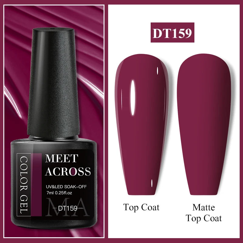 MEET ACROSS Wine Red Gel Nail Polish - 7ml Long-Lasting French Manicure