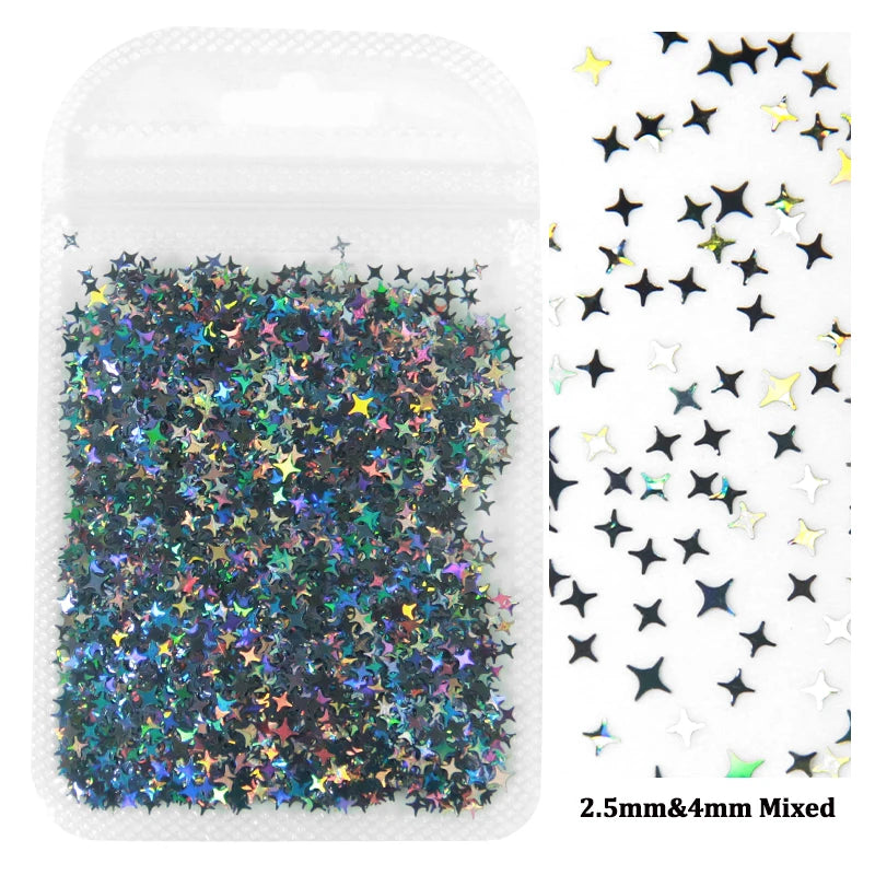 Holographic Nail Art Glitter - Laser Star & Butterfly Sequins (2g)