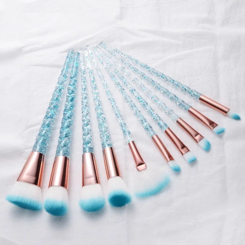 Professional Unicorn Makeup Brush Set - 10 Piece Collection