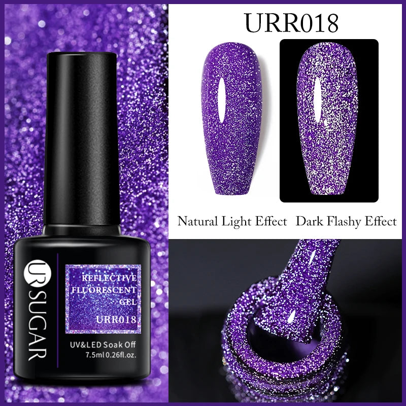UR SUGAR Reflective Glitter Gel Polish - 7.5ml Pink Sequins Nail Art