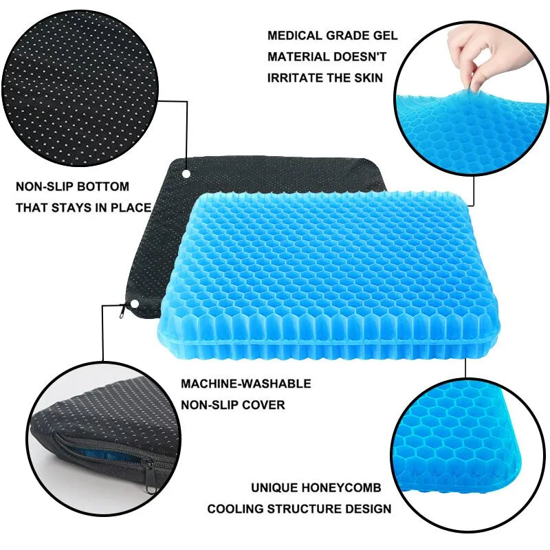 Gel Seat Cushion Summer Breathable Honeycomb Design For Pressure Relief Back Tailbone