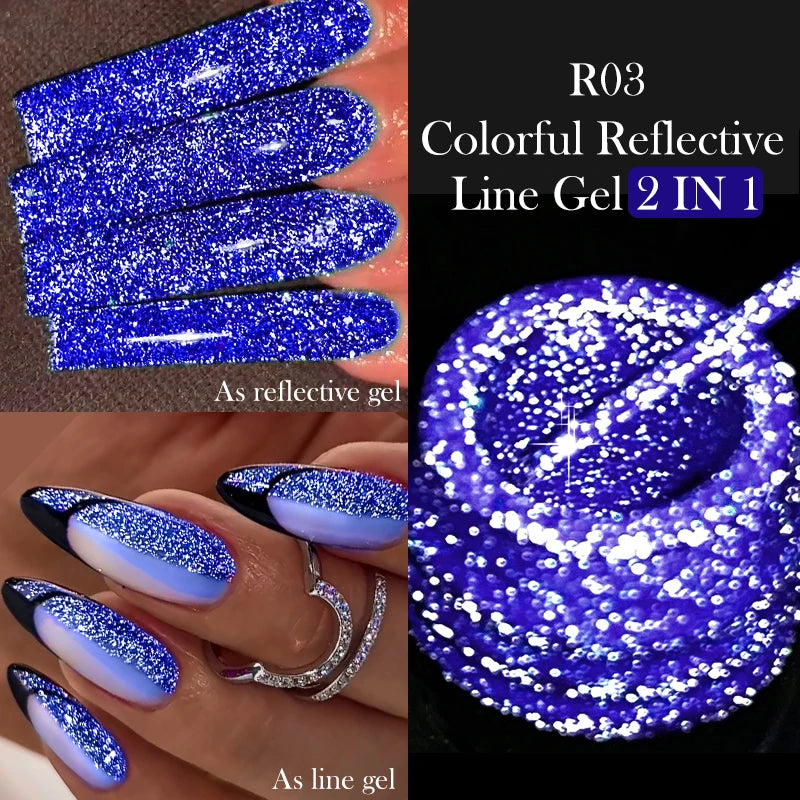 LILYCUTE 5ML Reflective Glitter Liner Gel Polish Nail Art Champagne Sparkling Lines