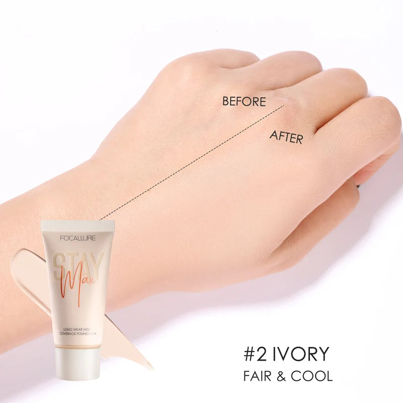 Waterproof Liquid Foundation Cream - Full Coverage Oil-Control Long-Lasting