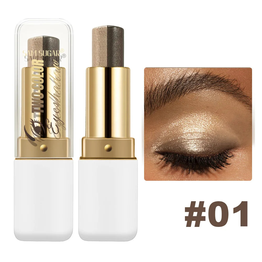 Double Color Eyeshadow Stick - Waterproof Glitter Shimmer Metallic