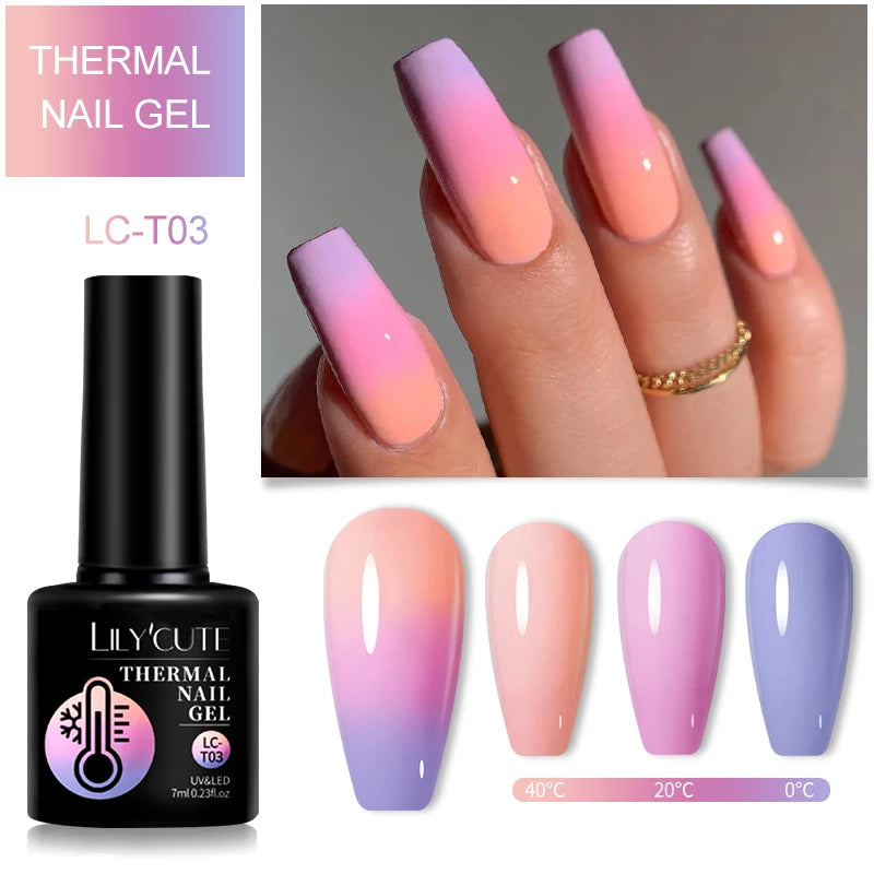 LILYCUTE Thermal Gel Nail Polish 7ml - Temperature Color Changing UV LED