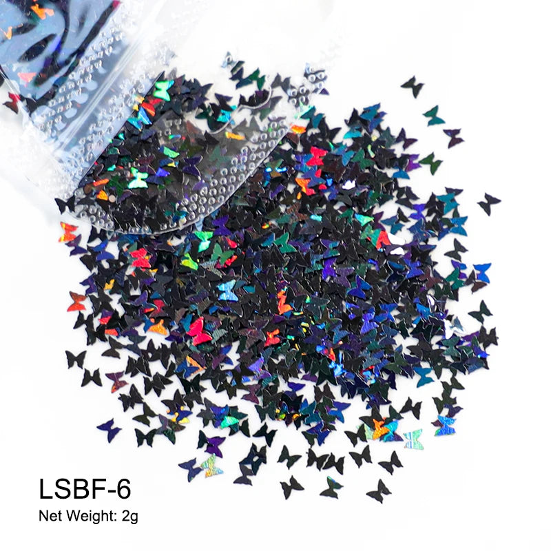 Holographic Nail Art Glitter - Laser Star & Butterfly Sequins (2g)