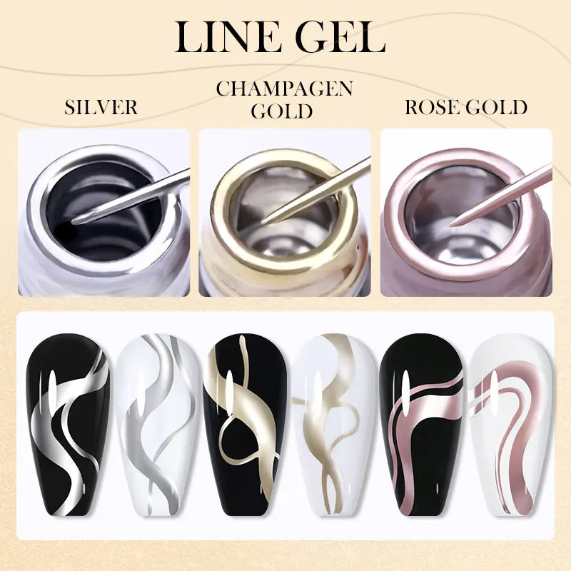 LILYCUTE Metallic Painting Liner Gel Nail Polish - 5ml