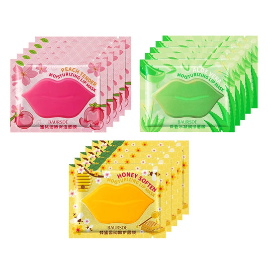 Collagen Nourishing Lip Mask - Moisturizing Fruit Essence Anti-Wrinkle Lip Treatment Patches (5/10 Pack)
