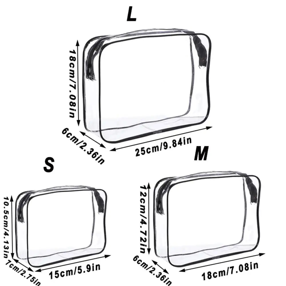 Transparent Waterproof Cosmetic Pouch - TSA-Compliant Makeup Storage