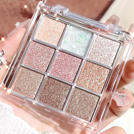 Pearlescent Glitter Eyeshadow Palette - Long-Lasting Shimmer & Highlighter